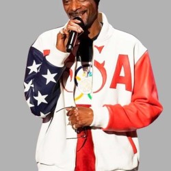 Snoop Dogg Olympic 2024 Bomber Leather Jacket