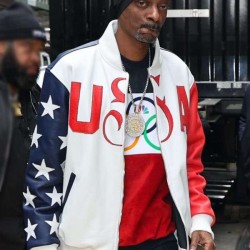 Snoop Dogg Olympic 2024 Bomber Leather Jacket