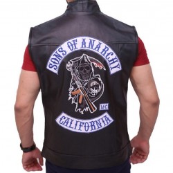 Sons Of Anarchy Motorcycle Biker Black Leather Vest