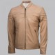 Stripes Beige Fashion Leather Jacket for Men Stripes Beige Fashion Leather Jacket for Men