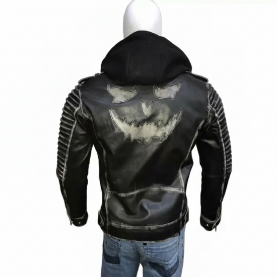 Suicide Squad The Killing Joker Hooded Black Leather Jacket