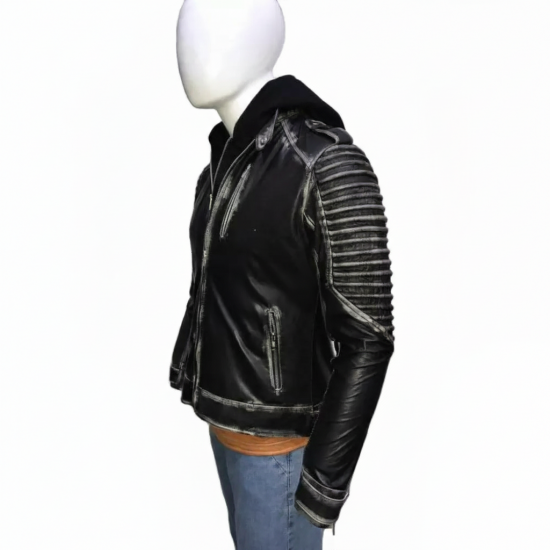 Suicide Squad The Killing Joker Hooded Black Leather Jacket