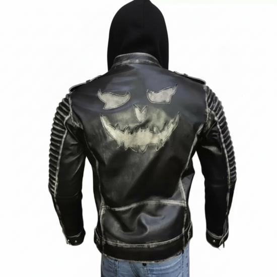 Suicide Squad The Killing Joker Hooded Black Leather Jacket