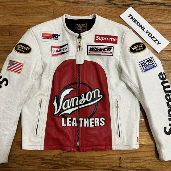 Supreme Vanson Leather Star White Jacket Supreme Vanson Leather Star White Jacket