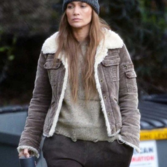 The Mother 2023 Jennifer Lopez Brown Shearling Jacket The Mother 2023 Jennifer Lopez Brown Shearling Jacket