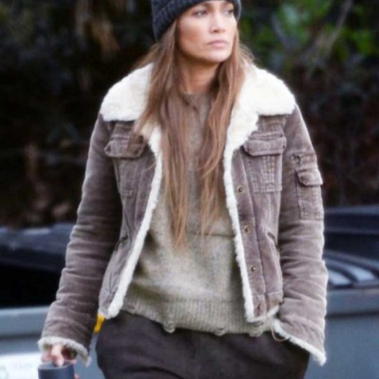 The Mother 2023 Jennifer Lopez Brown Shearling Jacket The Mother 2023 Jennifer Lopez Brown Shearling Jacket