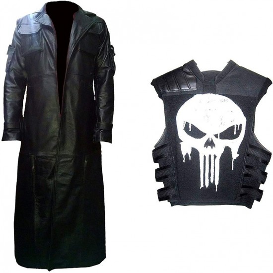 The Punisher Costume Leather Coat, Vest, Jacket The Punisher Costume Leather Coat, Vest, Jacket