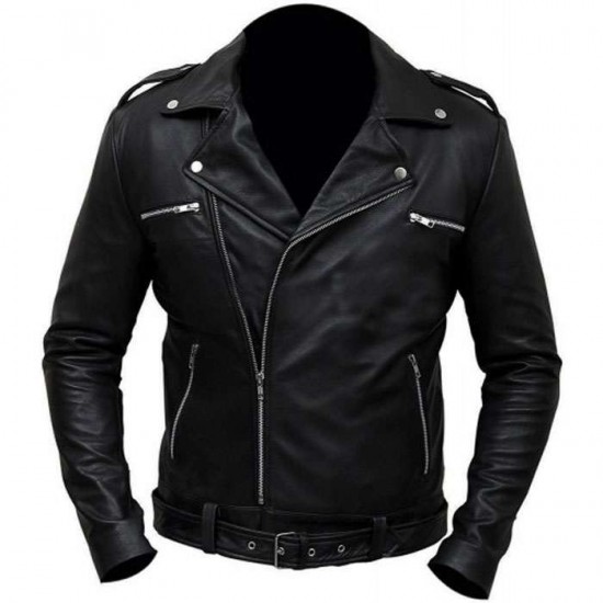 The Walking Dead Jeffrey Dean Morgan Negan Black Leather Motorcycle Jacket The Walking Dead Jeffrey Dean Morgan Negan Black Leather Motorcycle Jacket