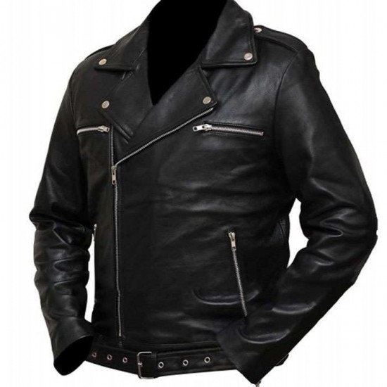 The Walking Dead Jeffrey Dean Morgan Negan Black Leather Motorcycle Jacket The Walking Dead Jeffrey Dean Morgan Negan Black Leather Motorcycle Jacket