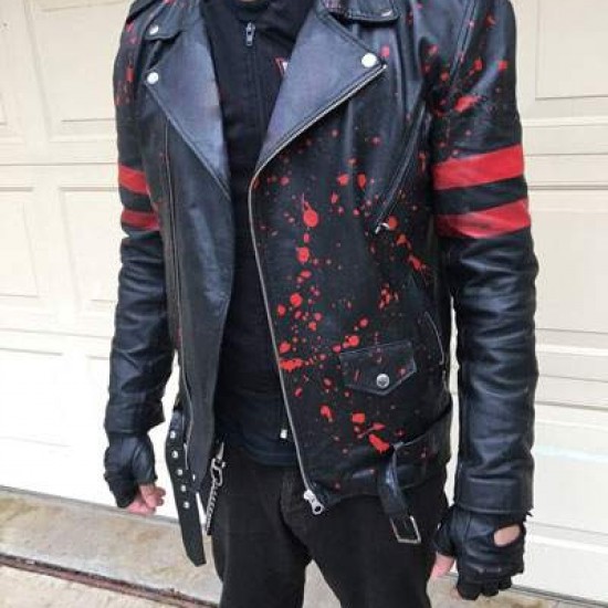Jon Bernthal Motorcycle Bloody The Punisher Leather Jacket Jon Bernthal Motorcycle Bloody The Punisher Leather Jacket