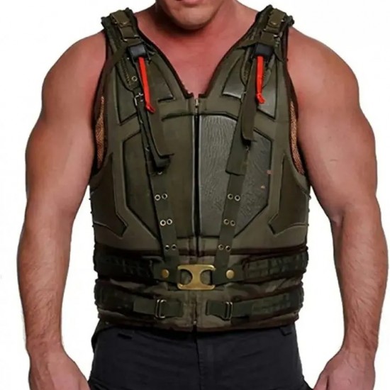 Mens Military Green Bane Leather Vest
