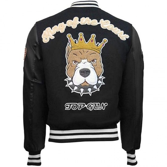 Top Gun King Wool PU Black Jacket Go-Big Show Top Gun King Wool PU Black Jacket Go-Big Show