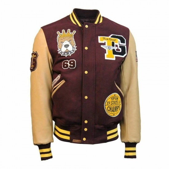 Top Gun King Wool PU Bomber Jacket Go-Big Show Top Gun King Wool PU Bomber Jacket Go-Big Show