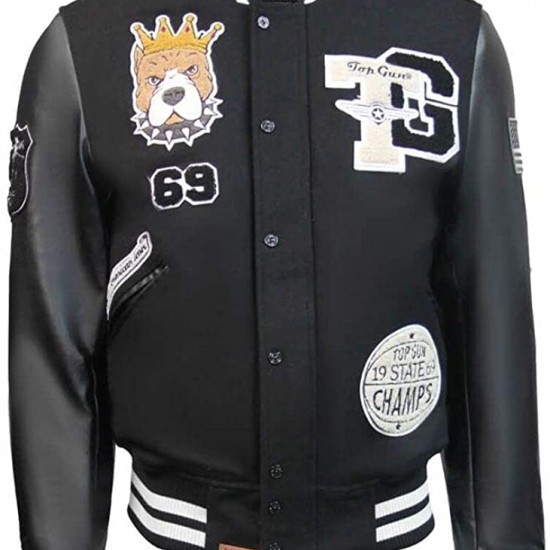 Top Gun King Wool PU Bomber Jacket Go-Big Show Top Gun King Wool PU Bomber Jacket Go-Big Show