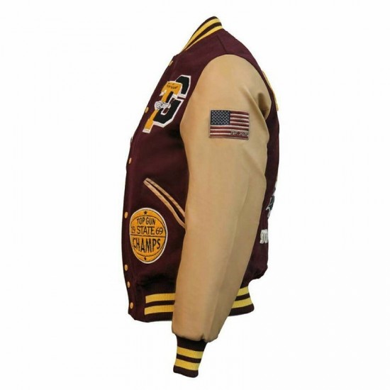 Top Gun King Wool PU Burgundy Jacket Go-Big Show Top Gun King Wool PU Burgundy Jacket Go-Big Show