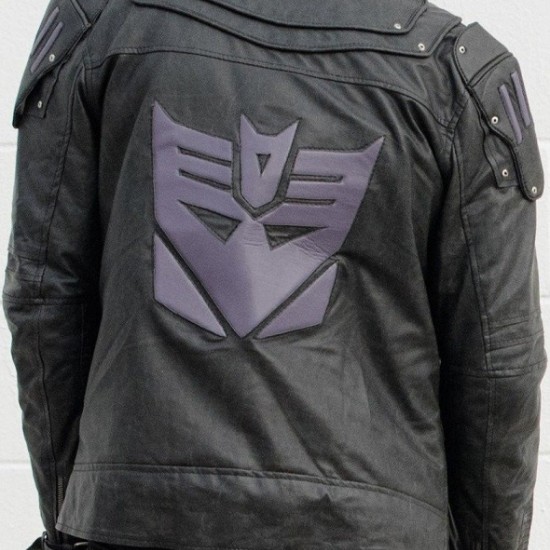 Mens Transformers Decepticon Shield Black Armor Leather Jacket Mens Transformers Decepticon Shield Black Armor Leather Jacket