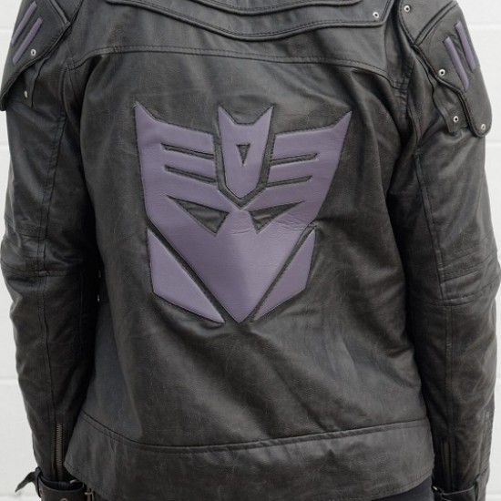 Mens Transformers Decepticon Shield Black Armor Leather Jacket Mens Transformers Decepticon Shield Black Armor Leather Jacket