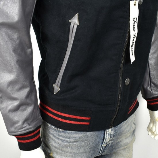 True Religion $499 Collegiate Logo Patch Varsity Leather Jacket True Religion $499 Collegiate Logo Patch Varsity Leather Jacket