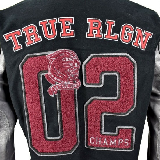 True Religion $499 Collegiate Logo Patch Varsity Leather Jacket True Religion $499 Collegiate Logo Patch Varsity Leather Jacket