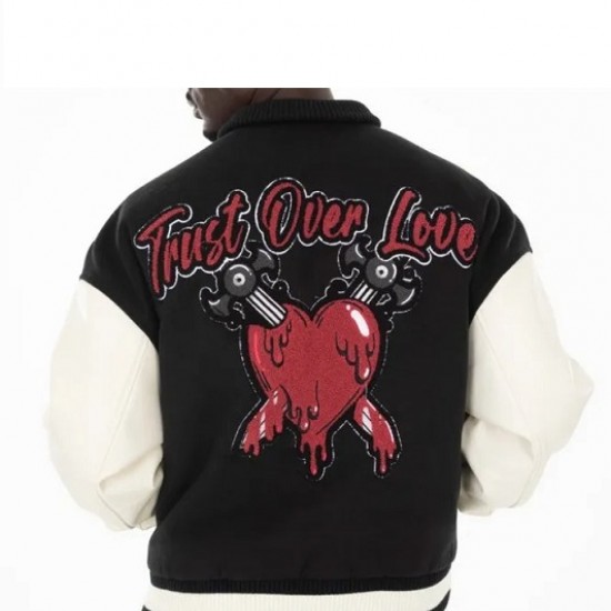 Trust Over Love Black Varsity Jacket Trust Over Love Black Varsity Jacket