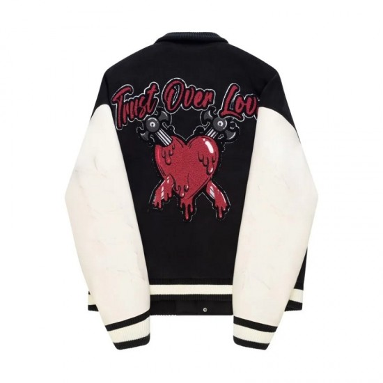Trust Over Love Black Varsity Jacket Trust Over Love Black Varsity Jacket