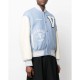 V Felted-Wool and Leather Blue Varsity Jacket V Felted-Wool and Leather Blue Varsity Jacket