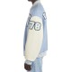 V Felted-Wool and Leather Blue Varsity Jacket V Felted-Wool and Leather Blue Varsity Jacket