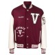 V Felted-Wool and Leather Maroon Varsity Jacket V Felted-Wool and Leather Maroon Varsity Jacket