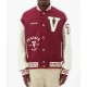 V Felted-Wool and Leather Maroon Varsity Jacket V Felted-Wool and Leather Maroon Varsity Jacket