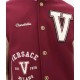 V Felted-Wool and Leather Maroon Varsity Jacket V Felted-Wool and Leather Maroon Varsity Jacket
