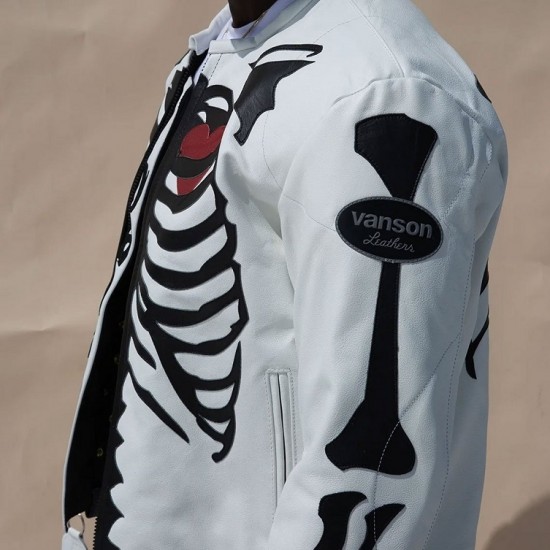 Vanson Skeleton White Leather Jacket Vanson Skeleton White Leather Jacket