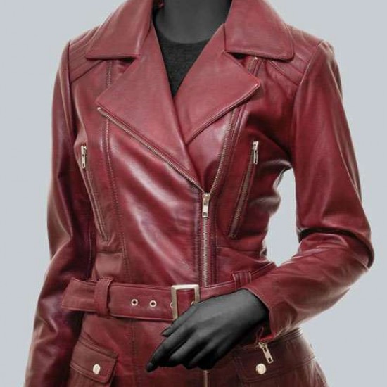 Victoria Womens Burgundy Moto Jacket Victoria Womens Burgundy Moto Jacket