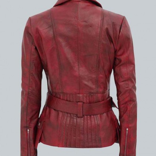 Victoria Womens Burgundy Moto Jacket Victoria Womens Burgundy Moto Jacket