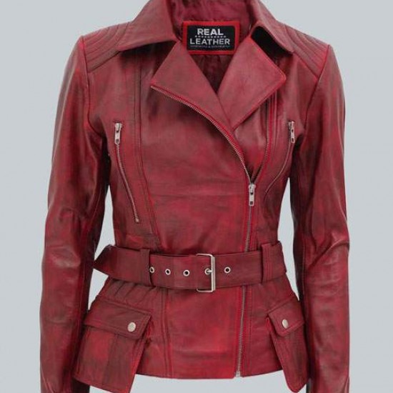Victoria Womens Burgundy Moto Jacket Victoria Womens Burgundy Moto Jacket