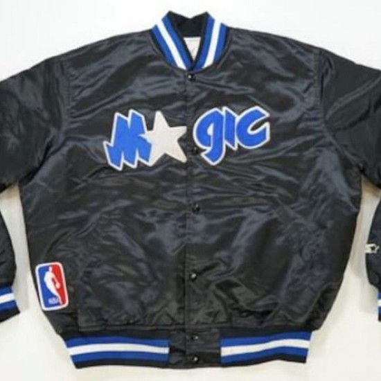 Vtg Very Rare Orlando Magic Black Satin Bomber Jacket Vtg Very Rare Orlando Magic Black Satin Bomber Jacket