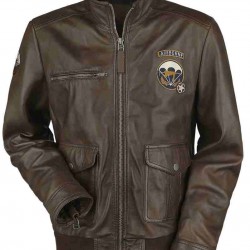 Mens Brown Call Of Duty WWII Leather Jacket