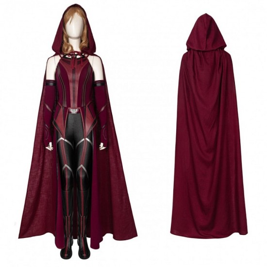 Wandavision 2021 Scarlet Witch Cosplay Costume Cloak Crown Outfit Wandavision 2021 Scarlet Witch Cosplay Costume Cloak Crown Outfit
