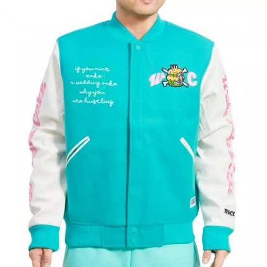 Wedding Cake Embroidered Goonies 2 Mint Varsity Jacket Wedding Cake Embroidered Goonies 2 Mint Varsity Jacket