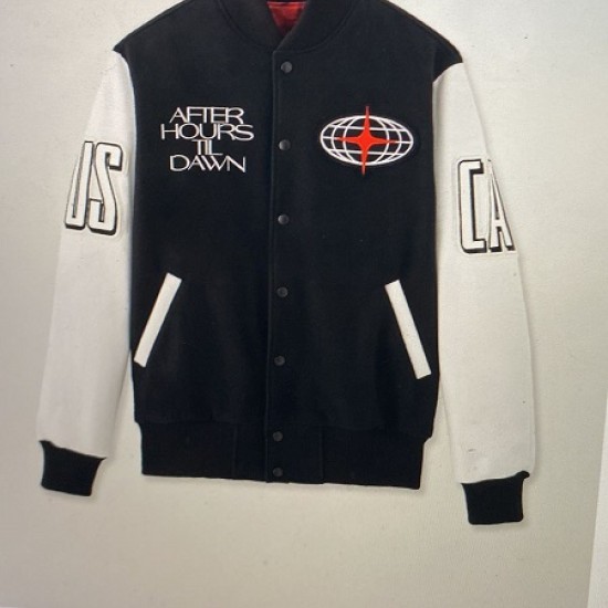 Weeknd Stadium Black and White Varsity Jacket Weeknd Stadium Black and White Varsity Jacket