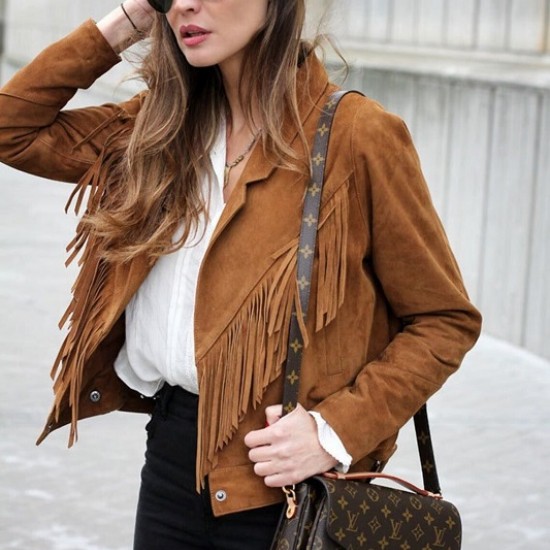 Western Brown Suede Leather Wear Fringe Vintage Coat Jacket Western Brown Suede Leather Wear Fringe Vintage Coat Jacket