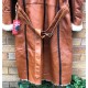 Winter Long Coat Real Sheepskin Leather Fur Vintage Brown Overcoat Winter Long Coat Real Sheepskin Leather Fur Vintage Brown Overcoat