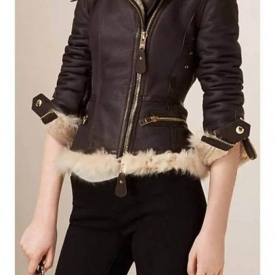 Women B3 Brown Shearling Aviator Leather Jacket Women B3 Brown Shearling Aviator Leather Jacket