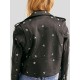 Women Black Biker Style Handmade Star Studs Leather Jacket Women Black Biker Style Handmade Star Studs Leather Jacket