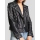 Women Black Sheepskin Leather Black Studded Jacket Women Black Sheepskin Leather Black Studded Jacket