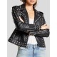Women Black Sheepskin Leather Black Studded Jacket Women Black Sheepskin Leather Black Studded Jacket