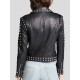 Women Black Sheepskin Leather Black Studded Jacket Women Black Sheepskin Leather Black Studded Jacket