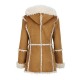 Women Brown Suede Leather Fur Hooded Shearling Coat Women Brown Suede Leather Fur Hooded Shearling Coat