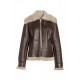 Women Genuine Shearling Brown Aviator Jacket Women Genuine Shearling Brown Aviator Jacket