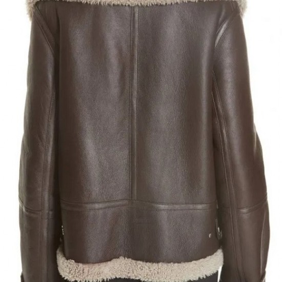 Women Genuine Shearling Brown Aviator Jacket Women Genuine Shearling Brown Aviator Jacket