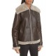 Women Genuine Shearling Brown Aviator Jacket Women Genuine Shearling Brown Aviator Jacket